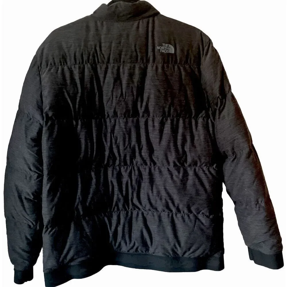 The North Face Puffer 550 Down Pullover Size L Black 1/4 Snap Button Jacket